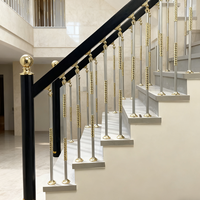 Garde-corps d'escalier en alliage d'aluminium gris de style luxe léger en métal L D, mains courantes de balustrade de villa pour intérieur et extérieur