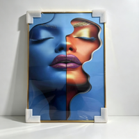 Décoration d'intérieur moderne de luxe, cadre photo en verre de porcelaine avec cristaux 5D, peinture murale en cristal d'animaux nordiques