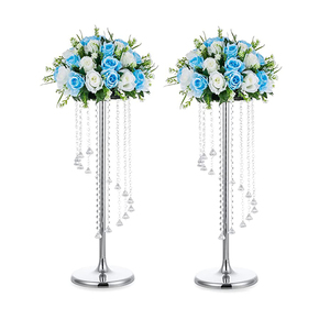 Floreros dorados y plateados <span class=keywords><strong>para</strong></span> mesa de fiesta, centro de mesa de boda <span class=keywords><strong>alto</strong></span>, <span class=keywords><strong>florero</strong></span> de cristal, soporte de <span class=keywords><strong>flores</strong></span> de Metal - Product Image 4