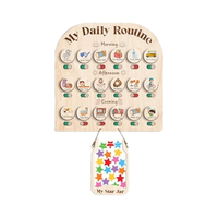 Tableau des Tâches Quotidiennes en Bois Gravé pour Tout-Petits – Système de Récompense avec Règles du Matin et du Coucher – Décoration Murale Artisanale pour Enfants