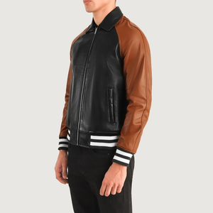 Chaqueta Varsity de Invierno para Hombre, de Cuero Transpirable, a la Moda, de Alta Calidad, Resistente al Agua y al Viento, Servicio OEM - Product Image 5