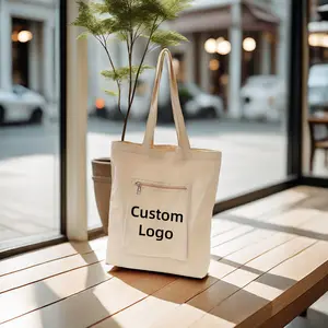 사용자 정의 인쇄 로고 지퍼와 새로운 스타일 패션 에코 레트로 캐주얼 사용자 정의 토트 가방