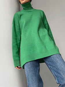 Automne hiver femmes chandails col roulé femmes pulls côté fendu pulls tricotés <span class=keywords><strong>pull</strong></span> de noël surdimensionné <span class=keywords><strong>Pull</strong></span> pour les femmes - Product Image 4