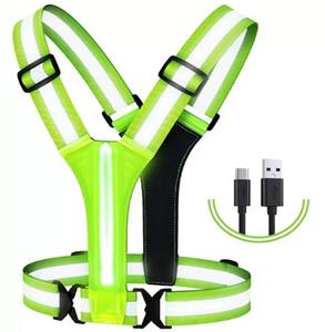 Rompi lari reflektif LED visibilitas tinggi perlengkapan keselamatan malam dapat disesuaikan isi ulang untuk Pria Wanita pakaian keselamatan reflektif - Product Image 4