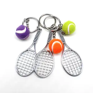 Mini porte-clés de raquette de tennis en métal