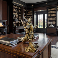 Statue de Guangong en bronze antique plaqué or Sculpture en métal Feng Shui pour la décoration intérieure Usine de gravure moderne Vente en gros pour
