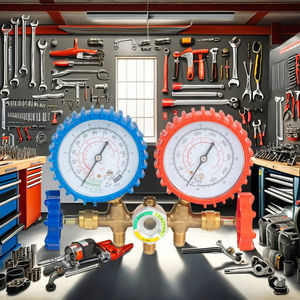 Freon elétrico de aço inoxidável carregamento <span class=keywords><strong>Manifold</strong></span> manômetros ar condicionado do carro <span class=keywords><strong>AC</strong></span> com refrigerante para uso industrial - Product Image 2