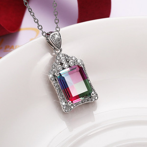 Collana con ciondolo colorato per donna, regalo di gioielli alla moda in stile vintage - Product Image 2