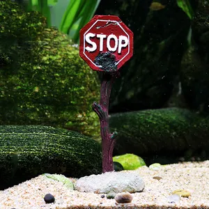 Placa de Aviso de Tubarão Ecológica de Resina Plástica para Decoração de Aquário, Ornamentos Artificiais, Acessório para Paisagismo de Tanque de Peixes - Product Image 5