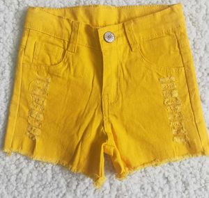 Jeans pour enfants et tout-petits, avec poches, élastiques et ajustables, motif cœur bleu, fermeture éclair, pour bébés filles, vêtements d'été en denim - Product Image 4