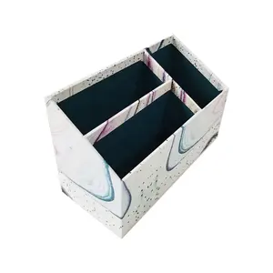 Custom Decorative Craft Paper Box Eco-friendly Cardboard Desk Organizer Pen Holder With Dividers Storage Holder
