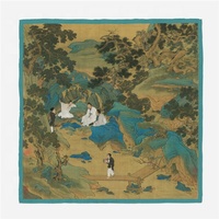 Petit foulard carré en twill de soie pour femme, style chinois, motif carte de Taoyuan, bandana, foulard, cadeau pour fille, 53*53cm, 2025