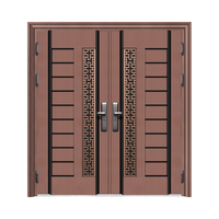 Porte double de luxe pour villa maison Porte d'entrée métallique en acier inoxydable avec fonction coupe-vent Application extérieure finie Sous-sol