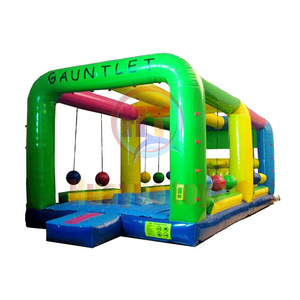 Parcours d'obstacles gonflable commercial : Jeu de défi Canon à billes pour enfants et adultes, piste de course gonflable avec toboggan - Product Image 1