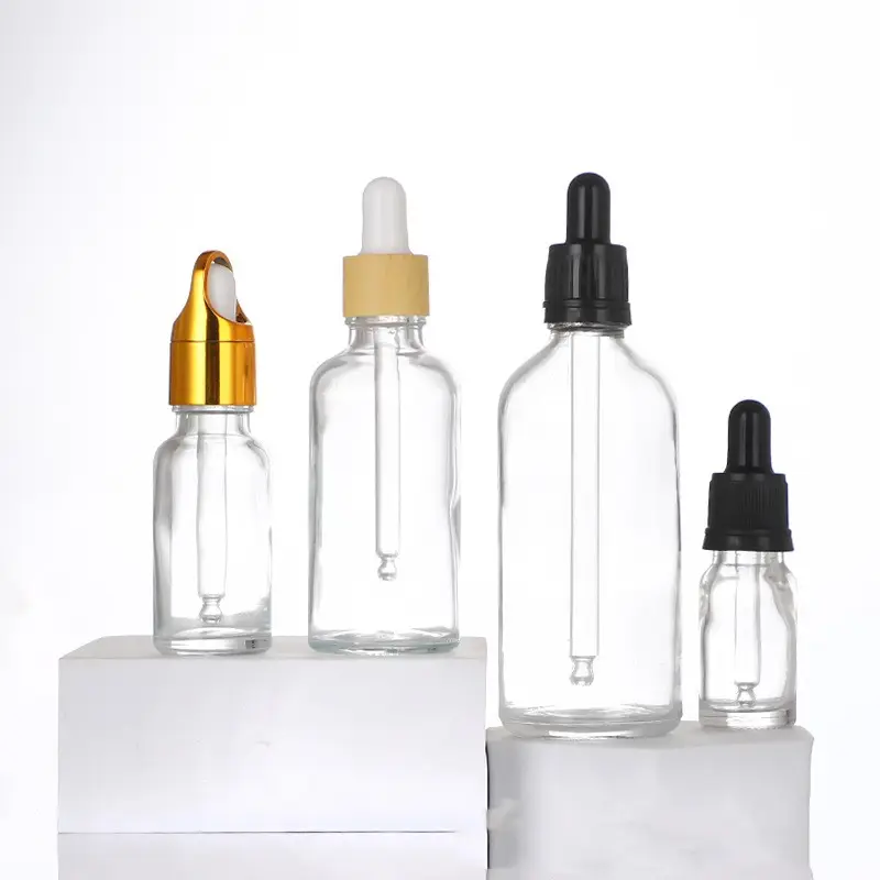 Groothandel Ronde Etherische Olie Essence Clear Glass Dropper Fles Voor Kinderen Veilig Deksel Drop Fles Cosmetische Zeefdruk