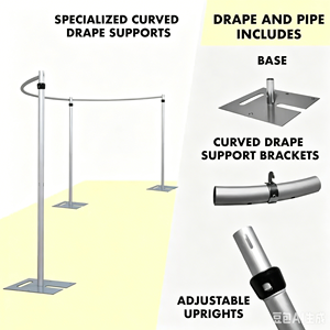 Soporte de Fondo Curvo Semicircular para Bodas, Soporte Ajustable de Aluminio para Cortinas - Product Image 6