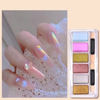 Nouveau set de 6 couleurs poudre pour ongles miroir magique solide poudre pour ongles Aurora Chrome poudre DIY solide Nail Art poudre pailletée