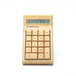 Coplent商务电子计算器12位木质数字计算器雕刻标志太阳能计算器