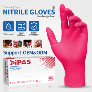 Gants d'examen jetables en nitrile texturés 3 mil, imperméables, rose vif, sans poudre, pour infirmières hospitalières et usage dentaire - Product Image 5