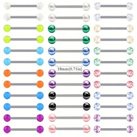 36 Pièces Piercings en Acier Chirurgical pour Lèvres et Langues, avec Boules Acryliques Lumineuses Foncées, Bijoux Corporels pour Femmes et Hommes