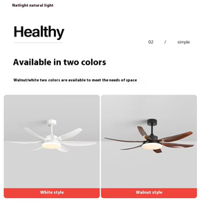 Lámpara de Techo Nórdica de Madera de 54 Pulgadas con 6 Aspas Rectas, Nueva, con LED, para Sala de Estar, Comedor Interior, con Ventilador - Product Image 3