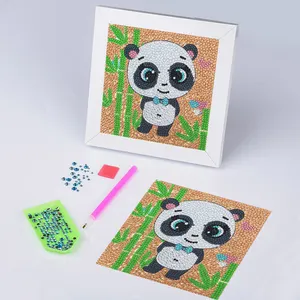 Kits de peinture de diamant personnalisé pour enfants, autocollants de gemme, peinture d'art de diamant, peinture de diamant de Panda, décoration de maison, Art pour enfants