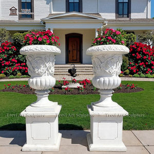 TREVI fabrika toptan avrupa châchateau bahçe özel el oyma beyaz mermer ekici saksı - Product Image 5