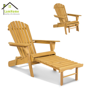 Bitmemiş ahşap Adirondack sandalye ile pulottoman osmanlı için plaj havuz parkı oturma odası eğlence açık plaj şezlong - Product Image 2