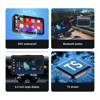 Écran tactile de navigation pour tableau de bord de moto de 6,2 pouces, écran de navigation Android Auto Apple CarPlay, support de rétroviseur