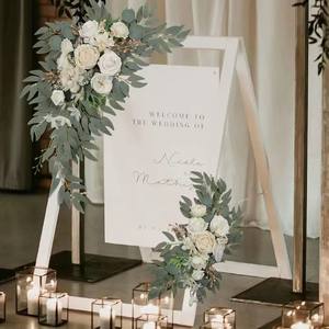 ช่อดอกกุหลาบผ้าไหมกำมะหยี่สีขาวชมพู ทำด้วยมือ ดอกไม้ประดิษฐ์ ชุดตกแต่งซุ้มโค้งต้อนรับ งานแต่งงาน - Product Image 4