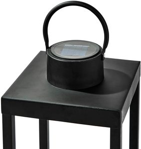 Grande lanterna da esterno con candela solare montatura in metallo nero opaco candela a colonna senza fiamma impermeabile, timer da crepuscolo all'alba - Product Image 3
