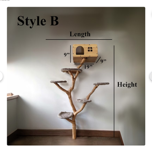 Menara kucing kayu panas mewah Kondominium kucing besar furnitur hewan peliharaan menara pohon kucing unik alami batang goresan pohon kayu - Product Image 3