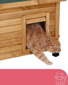 Fourniture d'usine 57X45X43 cm Porte à lattes marron Fenêtre en plexiglas Maison de chat en bois avec pieds en plastique réglables en bois - Product Image 5