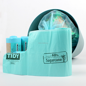 Sacs poubelles écologiques en canne à sucre, sacs poubelles verts en PE à base végétale avec bord ondulé, vente en gros personnalisée directe usine - Product Image 4