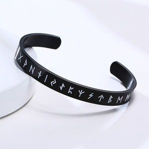 High-end Stainless Steel <b>Cuff</b> <b>Bracelet</b> <b>Silver</b> Color logo Custom Engraved Grease Black Oil Open <b>Bracelets</b> - Product Image 1