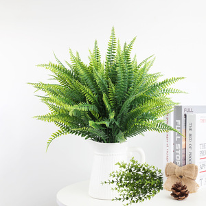 Vente en gros de plantes artificielles vertes bouquet de fougères persanes feuilles d'eucalyptus faux plant vert buisson - Product Image 5