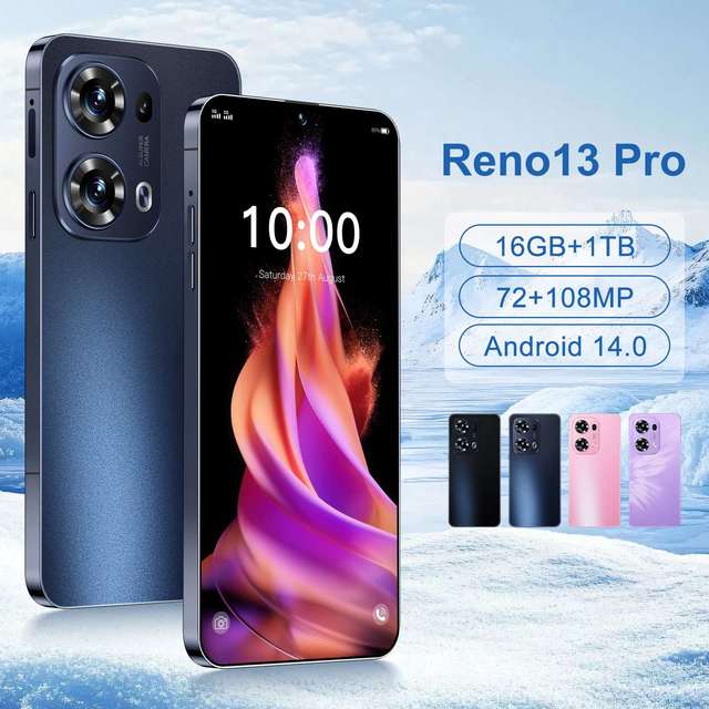2026 Premium Reno13 Pro Deca Core 16GB Large RAM 1TB Storage 5G Smartphone 7.3 Inch HD Screen Android 14 Global Band
