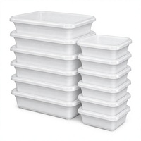 Boîte à lunch en plastique transparent avec couvercle, sans BPA, récipient alimentaire rectangulaire, boîte jetable pour repas à emporter