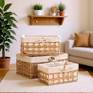 Woven Storage <b>Baskets</b> Rectangle Handmade Non Woven Fabric For Toys Cosmetics Entryway Dormitory Organizer - Product Image 1