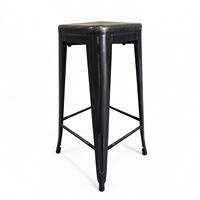 Tabouret de bar empilable à prix d'usine, finition noire vieillie, tabouret de comptoir carré en métal