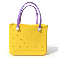 Bolso de Verano Ligero de EVA, Impermeable, Casual, de Malla, con Bloques de Color, Tipo Cubo Abierto, Compatible con Ganchos de Cochecito, Elegante Bolso de Mano