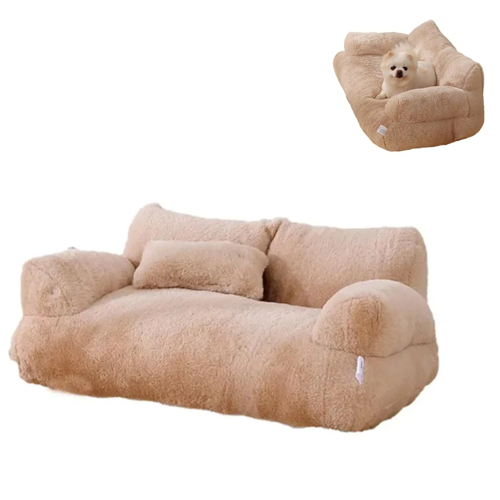 ZMaker 2024 nuevo sofá calmante para mascotas, sofá lavable de espuma viscoelástica grande para mascotas con fondo antideslizante