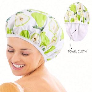 Wholesale Beauty Pattern Printed Shower Cap Double Layer EVA Waterproof Unisex <b>Bonnet</b> with Elastic Band Daily Four Seasons - Product Image 1