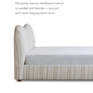Lit rembourré moderne Rochelle - Tissu artistique <span class=keywords><strong>Cave</strong></span> Stone Nebula, tête de lit incurvée, pieds en frêne blanc de qualité FAS (1,5 m/1,8 m) - Product Image 5