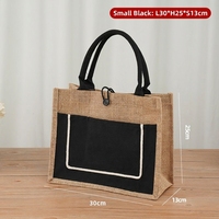 Sac fourre-tout pliable de haute qualité en lin imperméable, noir et jaune, en jute, pour le shopping, les voyages et la promotion hôtelière