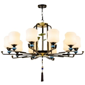 โคมไฟระย้าสไตล์จีนทรงกลม ขั้วหลอด E27 หลอดไส้ 6 8 10 หัว สำหรับตกแต่งห้องนั่งเล่นในบ้านพักตากอากาศ - Product Image 1