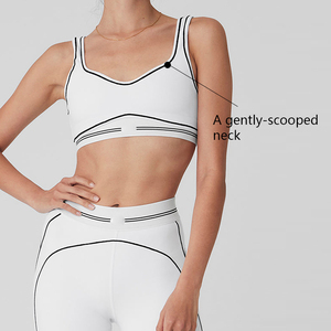 Conjunto de dos piezas de Sujetador deportivo personalizado para mujer, conjunto de legging de levantamiento de cadera con cuello en V, conjuntos de Fitness para gimnasio, venta al por mayor de los mayoristas de la