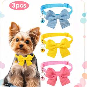 Collar de perro ajustable, bonito y sencillo, con cintas de lazo de gofre, accesorio de aseo de Yorkshire Terrier, collar de poliéster para cachorros y gatitos - Product Image 1