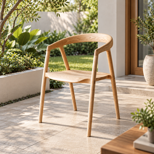 Chaise de salle à manger scandinave moderne en bois massif, construction stable, mobilier d'extérieur et d'intérieur, finition naturelle - Product Image 1