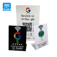 Support de table NFC en acrylique personnalisé pour impression, avec étiquette Tag213, pour menu de restaurant et avis Google